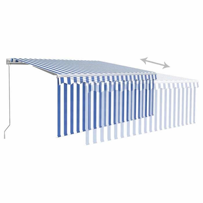 Exclusive House - Manual Retractable Awning with Blind 3x2.5 M Blue and White