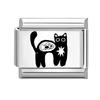 Laser Engraving Black Cartoon Cute Cat Dog DIY Italian Charm Links Fit 9mm Stainless Steel Bracelet Women Jewelry Making Gifts