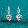 Sterling Heart Stud Earrings Women With 4ct Moissanite 8mm Zircon Sweet Fresh Daily Wear Gift