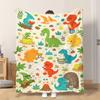 1pc Flannel Blanket Adorable Dinosaur Activities Lightweight Soft Comfortable And Warm Shawl/Nap Blanket/Sofa Blanket Suitable for