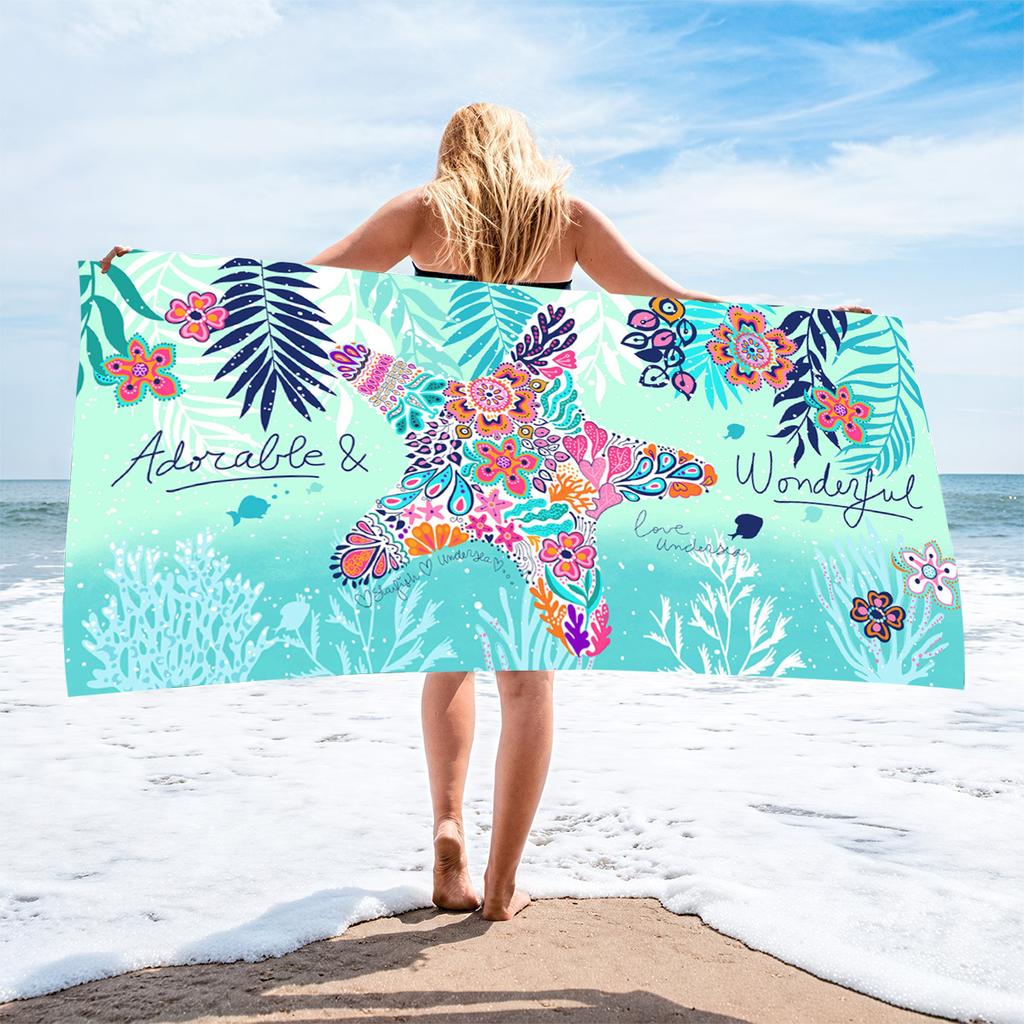 2026 Microfiber Three-dimensional Digital Printing Sea Turtle Beach Towel Absorbent Bath Towel