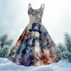 Women's Christmas Print Casual Fashion Round Neck Mid-Length Dress