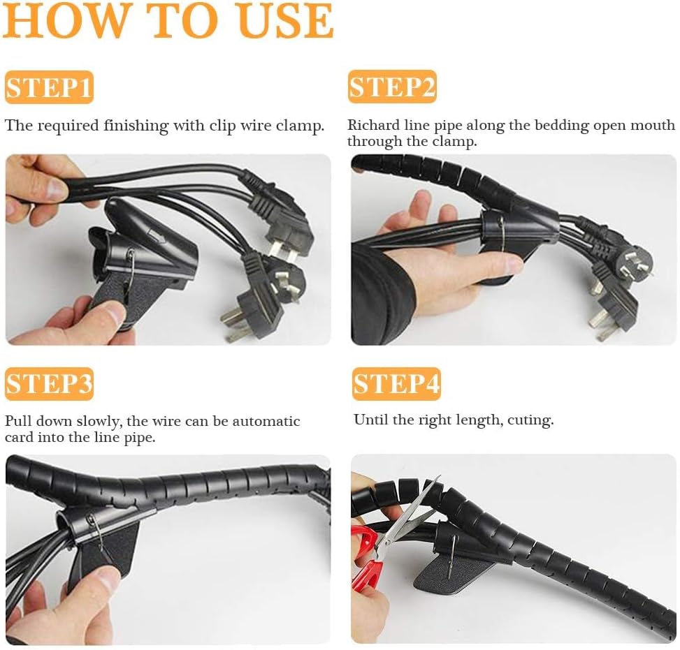 Universeller 2M Flexibler Schwarzer Kabelschutz Wickelband Leitung Aufgerolltes Managementrohr für Büro Kabel Organizer Abdeckung Hülle