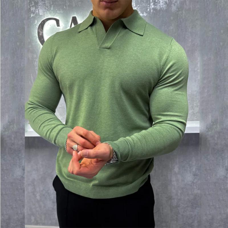 Men S Long Sleeve Relaxed Fit Knit Polo Shirt Casual Top S