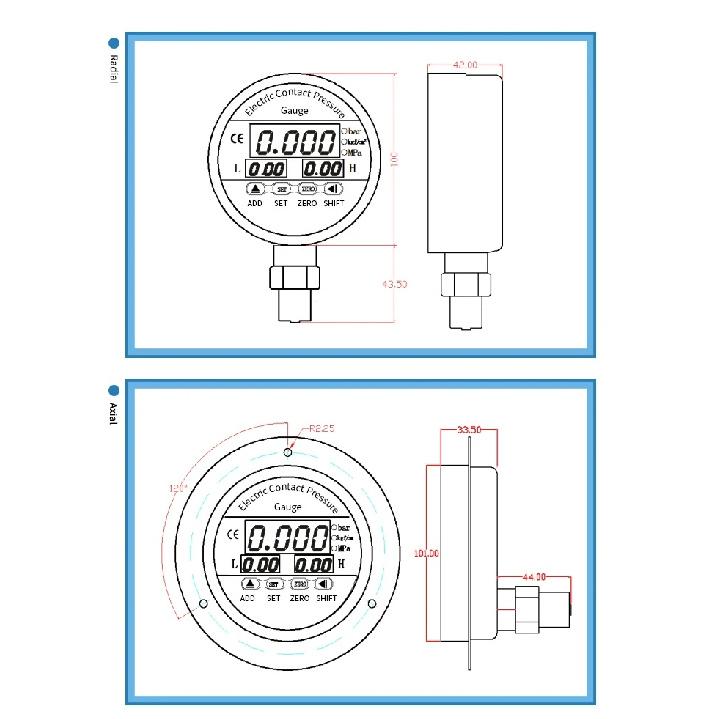 0-60Mpa Digital Pressure Gauge 100mm Dial Electronic Contact Hydraulic Pressure Gauge 200bar 400 Bar Pressure Guage M20*1.5