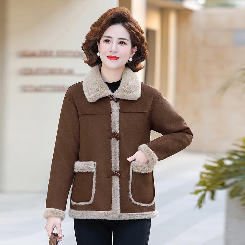 

2025 New Style Winter Jacket: Thick Velvet Padded Coat for Young to Elderly Women 3XL (120-135 jin) кофейный