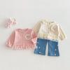 Girls' Cartoon Knit Cardigan - 2026 Spring Collection: Stylish Ball-Tassel Design for Children