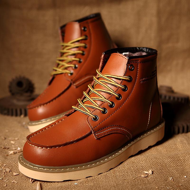 Outdoor British Martin Boots Large Size Lace-Up Men's Autumn and Winter Men's Boots Military Boots High Top Men's Leather Desert Boots