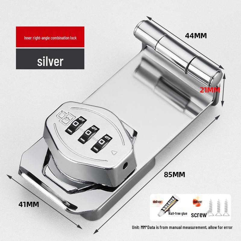 No-Drill Combination Lock for Cabinets, Drawers, and Refrigerators - Anti-Theft Double Door File Latch