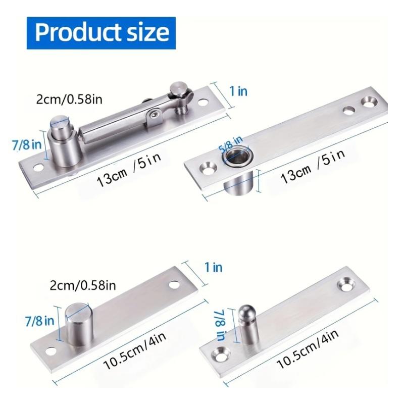 1 Set 360 Degree Rotate Stainless Steel Hidden Door Hinge Kit Heavy-duty Door Pivot Hinge for Wooden Door/Secret Doors/Bookshelf