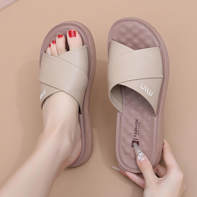 Slippers Women's New Summer Outer Wear Soft Bottom Non-slip Middle and Old One-word Sandals