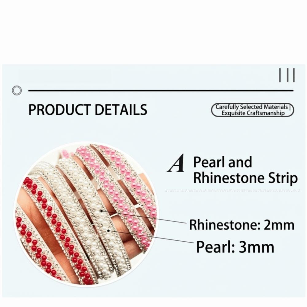 Pearl Trim 3 Yards Self Adhesive Pearl Chain Flexible DIY Decoration Pearl Sticker Shiny Apparel Accessory Garment Supply