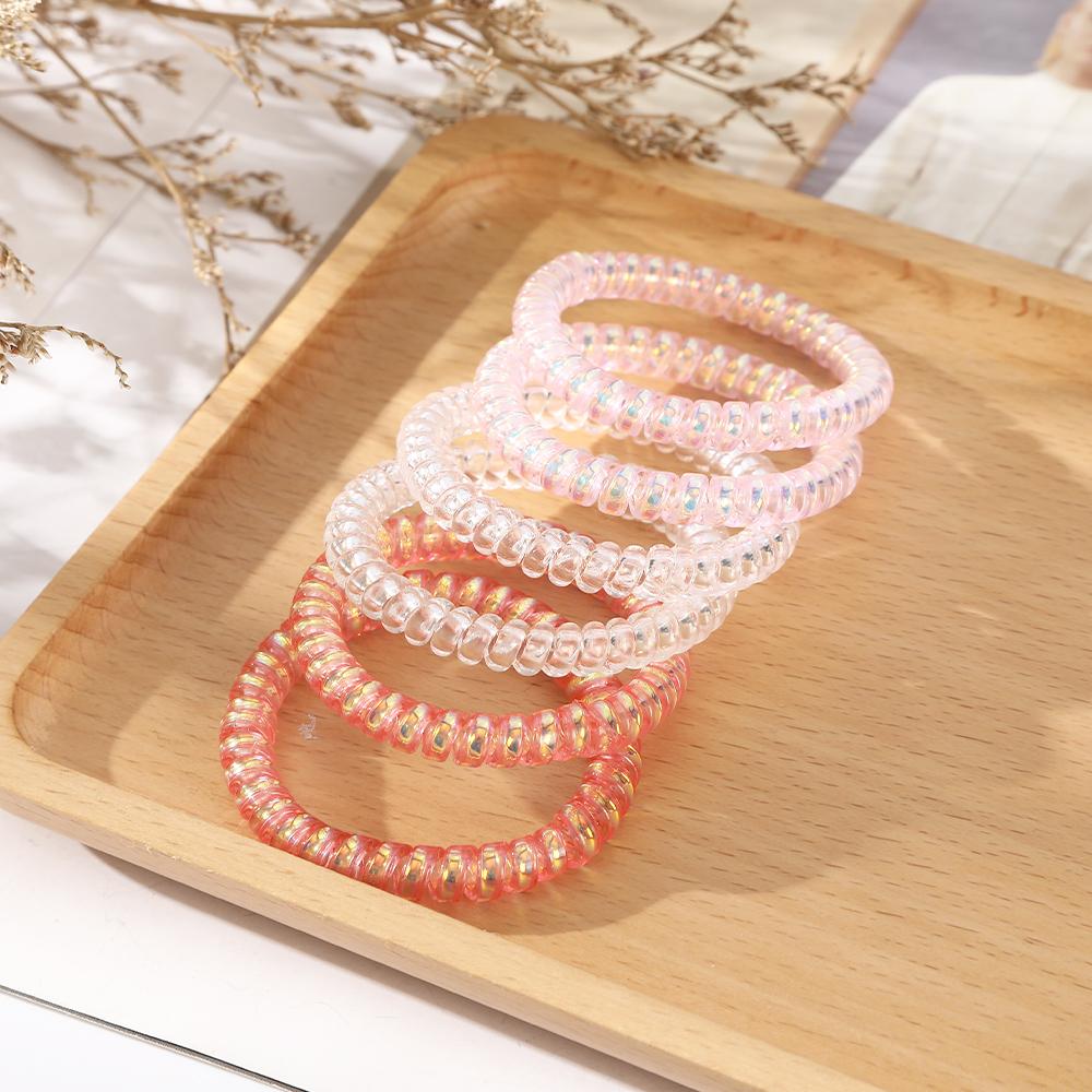 

AWAYTR 6 шт. Милые и красочные спиральные резинки для волос из смолы, желейные кольца для волос, держатели для хвостика, аксессуары для волос для женщин и девочек