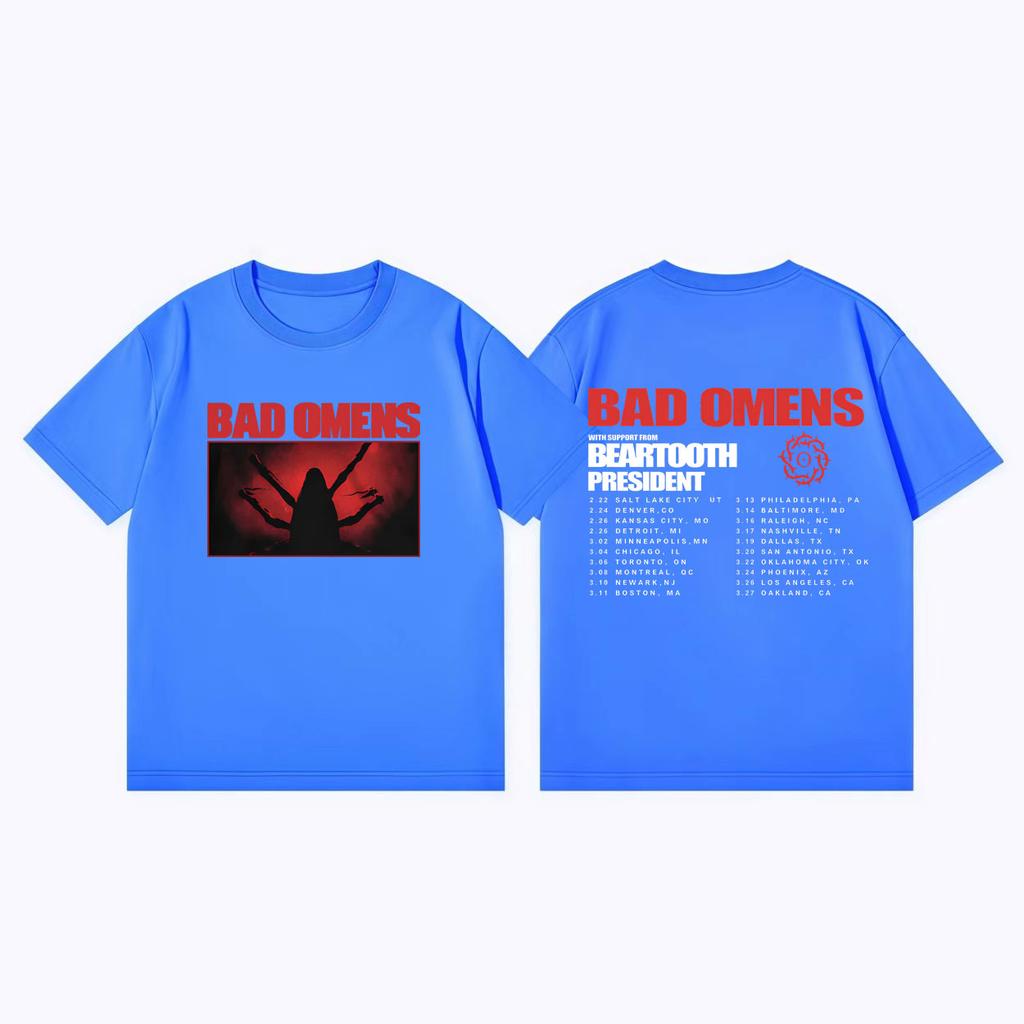 Bad Omens Tour 2026 Koszulki Merch Mężczyźni Kobiety Odzież Moda Koszulka Rockowa Letnia Codzienna Luźna Koszulki z Krótkim Rękawem Streetwear