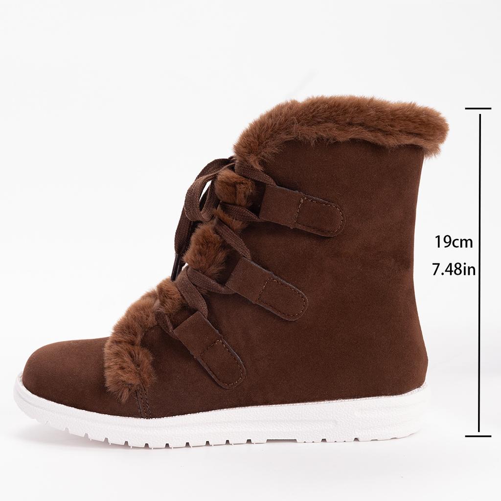 Fashion Winter flat lace up snow boots new women's thick cold resistant warm simple comfortable versatile women's cotton shoes