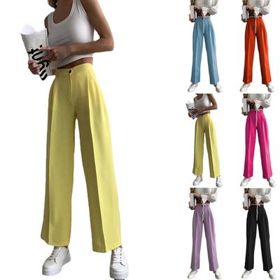 Summer Women's New Solid Colour Suit Trousers Elastic Waist Casual Trousers Female