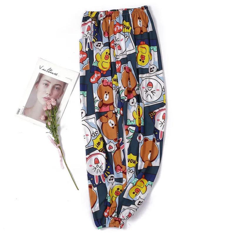 Pantaloni de vară pentru femei, din mătase, din bumbac, anti-țânțari, pentru plajă – pantaloni largi, casual de pijama