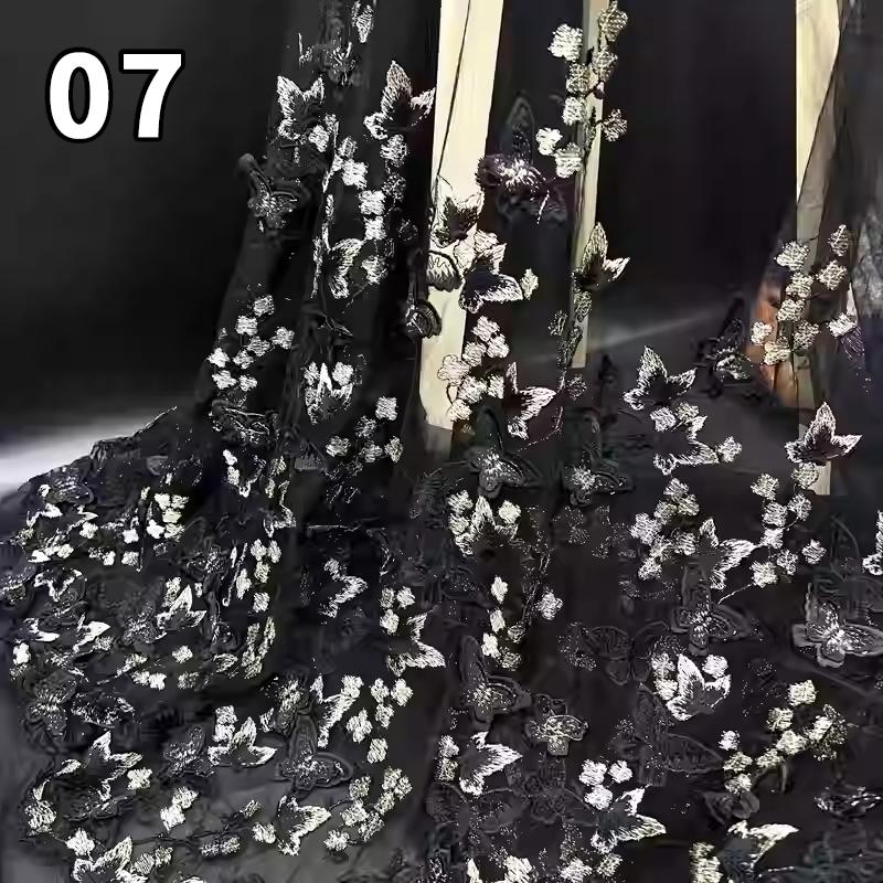 3D Butterfly Embroidery Fabric Hand-embroidered Cloth For Diy Sewing Wedding Dress Water-soluble Mesh Embroidery Lace Fabric