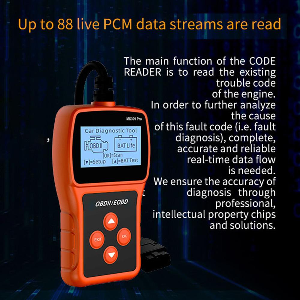 OBDII Scanner, Car Engine Fault Code Reader Battery Tester Professional CAN Diagnostic Scan Tool