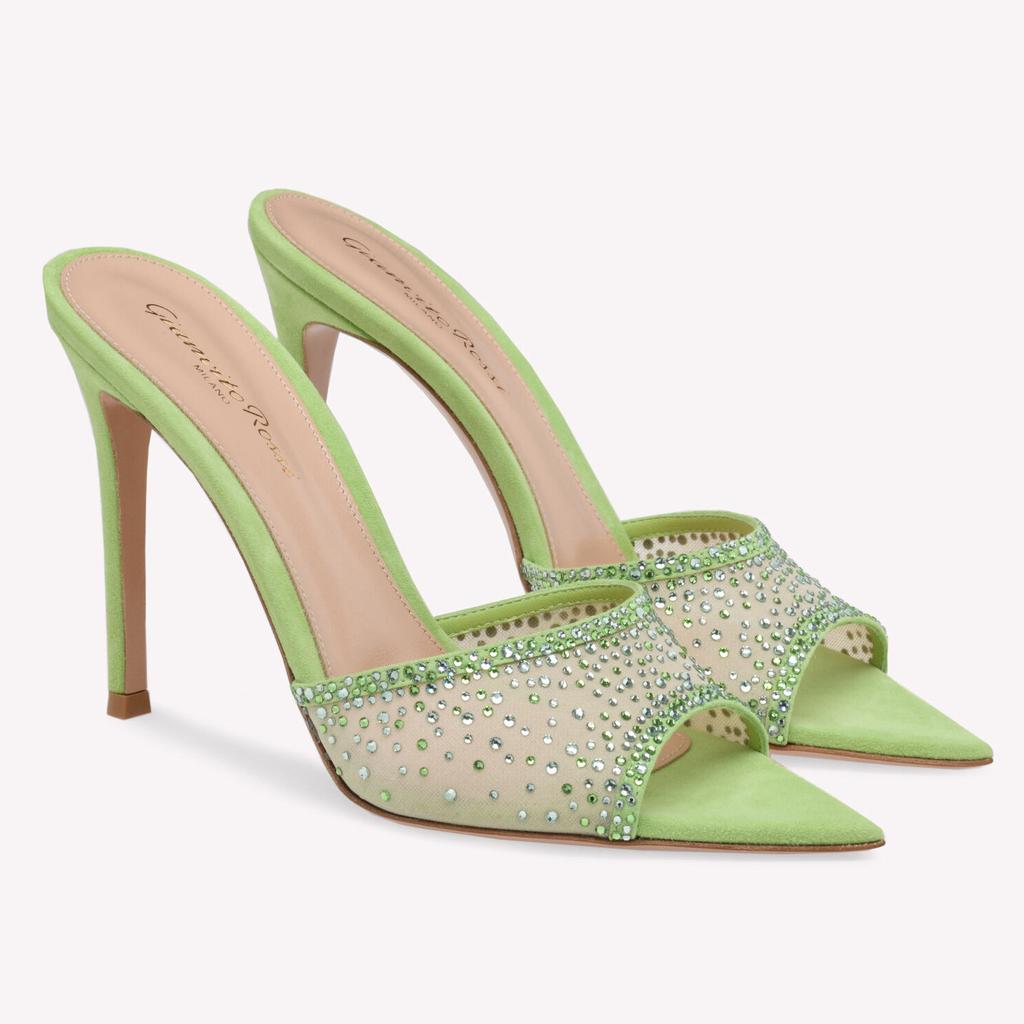 Foreign trade thin-heeled rhinestone high-heeled slippers pointed-toed open-toed high-heeled sandals fashionable European and American style versatile