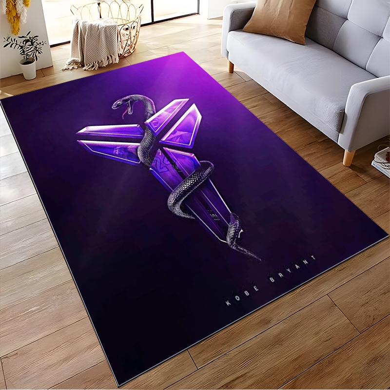 Black Mamba Snake Wrapped Around Purple Symbol Non-slip Rug Suitable for Living Room and Bedroom Sofas Sofas