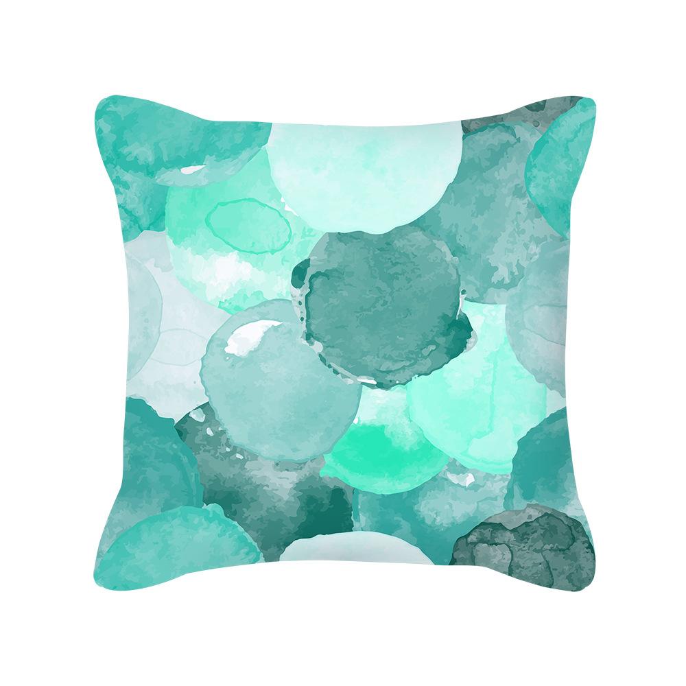 New Green Landscape Geometric Peach Skin Printed Pillow Cover Cushion Cover