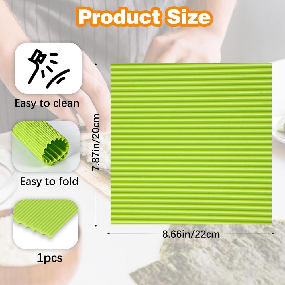 Premium Silicone Sushi Making Kit - Rolling Mat for Beginners and Kids, 8.6 x 7.8 Inch