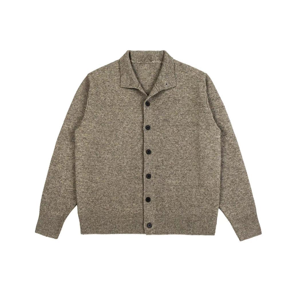 Men's Retro High-End Knit Cardigan - Autumn/Winter Korean Lazy Style, Versatile Stand Collar Couple Outerwear