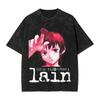 Anime Serial Experiments Lain Graphic Tshirt Washed Oversized T Shirt Mens Womens Clothing Summer Cotton Short Sleeve Tees
