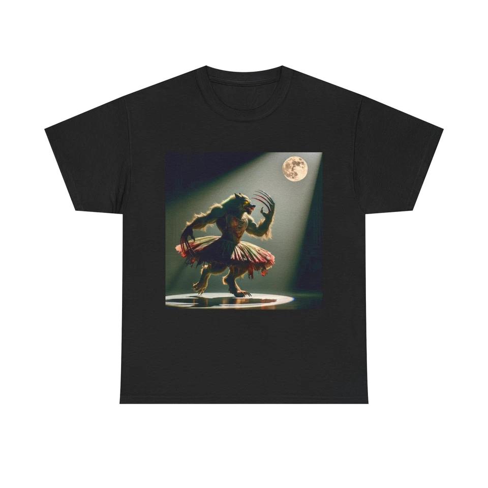 Unisex Adult T Shirt Werewolf Ballerina Pirouetting Blood Moon M