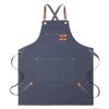 Waterproof Thickened Cotton Denim Apron - Oil and Stain Resistant, Solid Color Design for Household Kitchen Use
