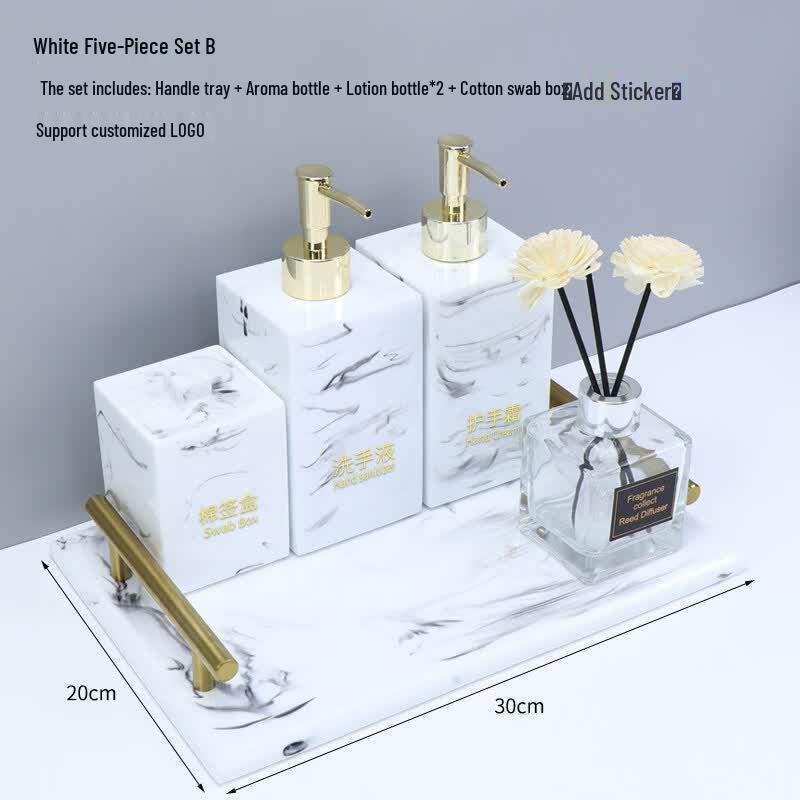 777 Hotel Nordic Light Luxury Pump Dispenser Bottle Set White