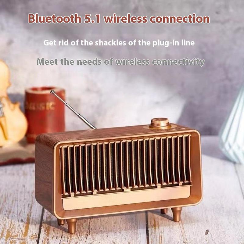 Retro Portable Wireless Bluetooth Speaker High-Quality Powerful Stereo Sound Box Mp3 Player Small Vintage FM Rechargeable
