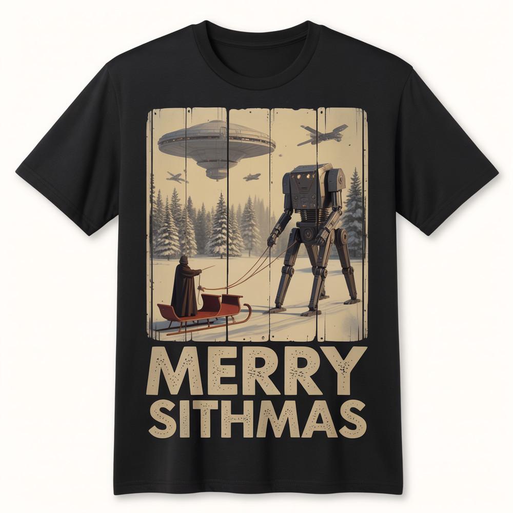 Retro Star Wars Christmas Shirt Santa Darth Vader ATAT Sleigh Ride Unisex T-Shirt M