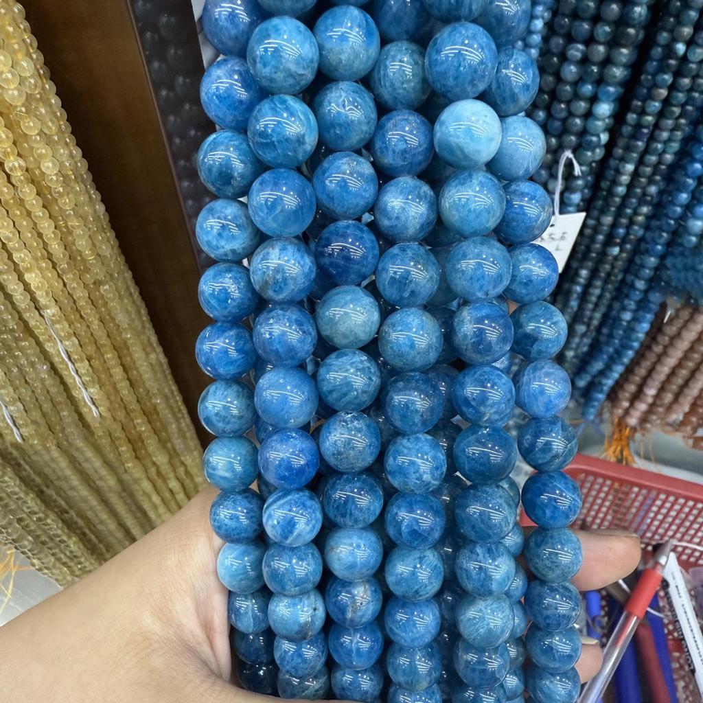 7A Blue Apatite Round Loose Beads for DIY Jewelry & Bracelet Making