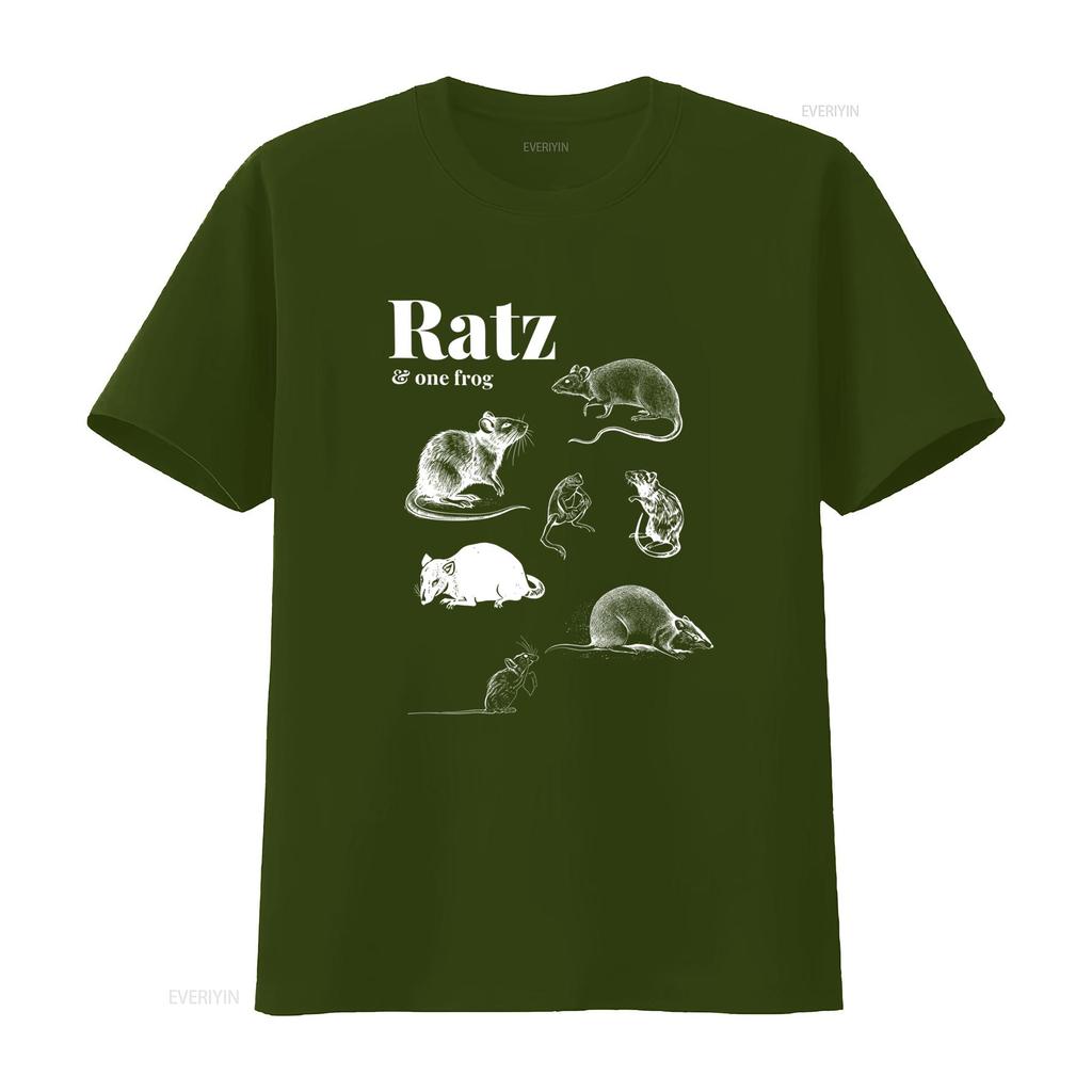 Garment Dyed T Shirt with Ratz One Frog Rat Pattern Print for Casual Fashion vintage Washed Soft designer clothes Stylish