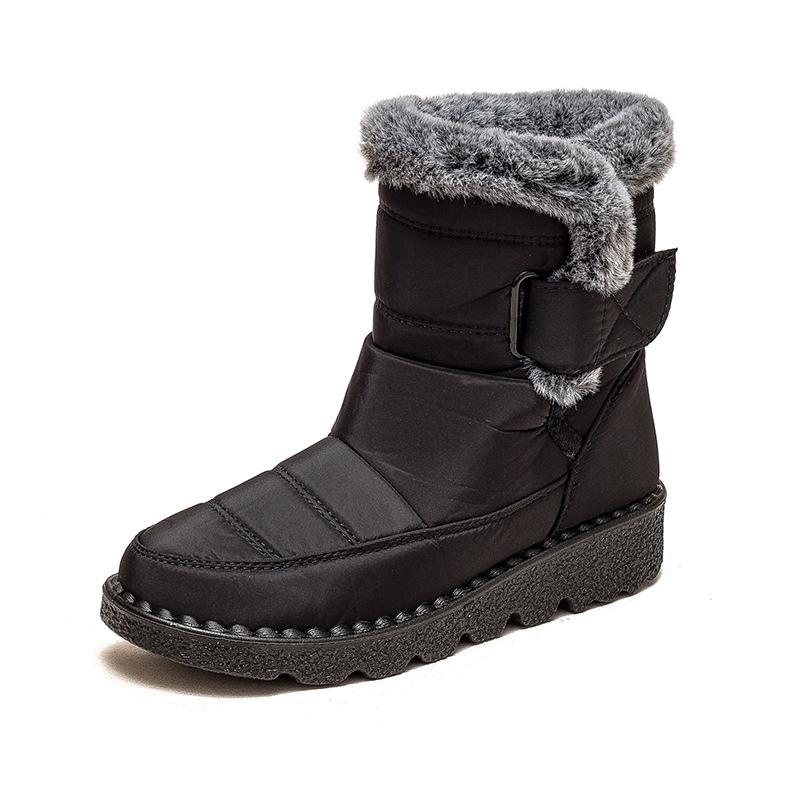 Damen Winter-Schneestiefel mit Kunstpelzfutter, rutschfeste Outdoor-Stiefeletten, wasserdichte, mit Fleece gefütterte kurze Stiefeletten, lässige warme High-Top-Schuhe für Damen