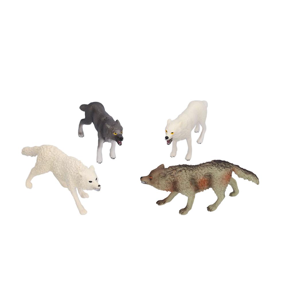 4pcs Wolf Toy Figurines Hand Made High Simulation Animal Action Figures Playsets for Collection