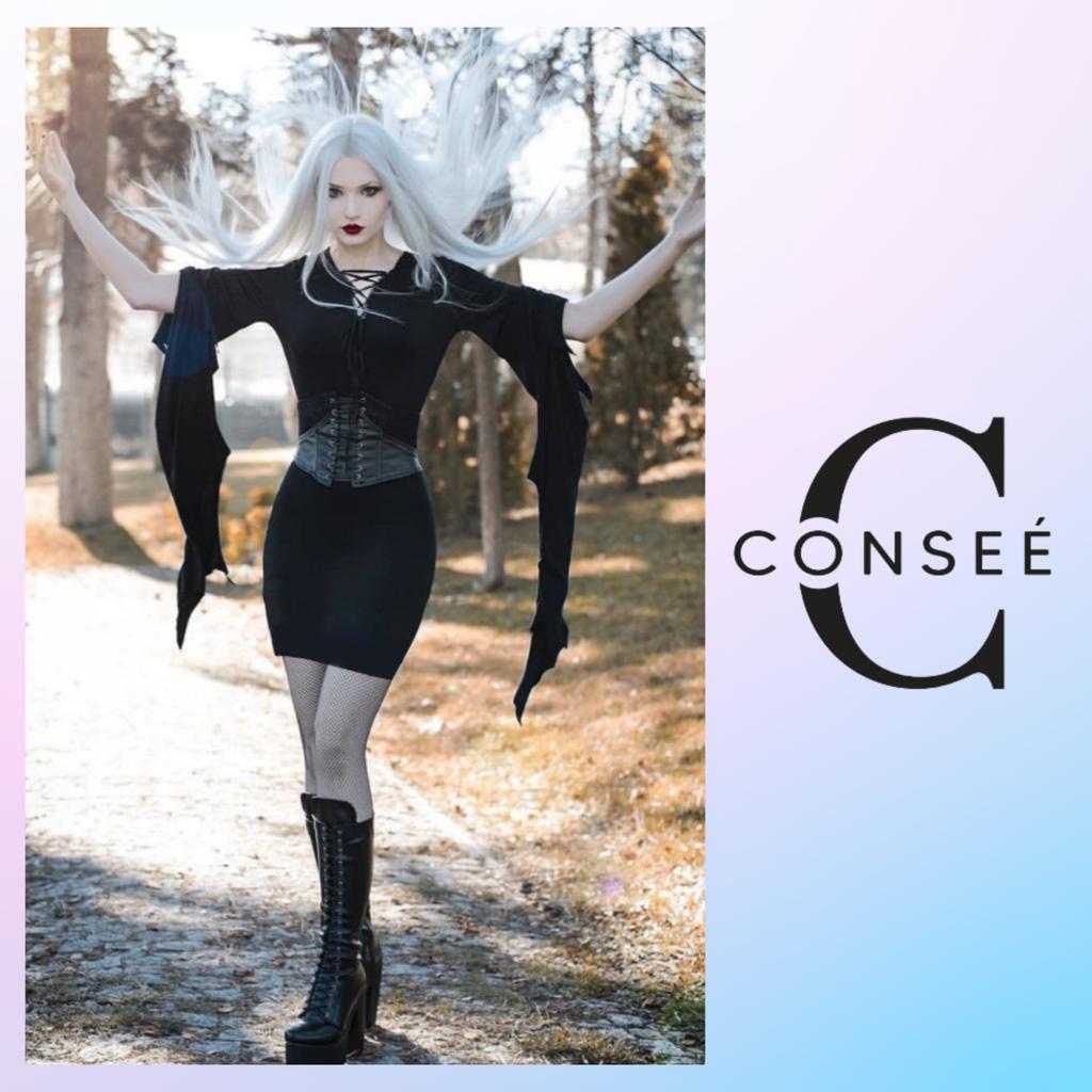 Black Gothic Bat Dress Clothing Vampire Costume Witch Costume