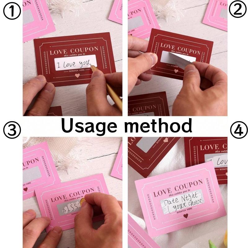 20Pcs Scratch-Off Cards Love Coupons DIY Valentine's Day Party Game Card with Scratch Off Stickers for Wedding Anniversary Gift