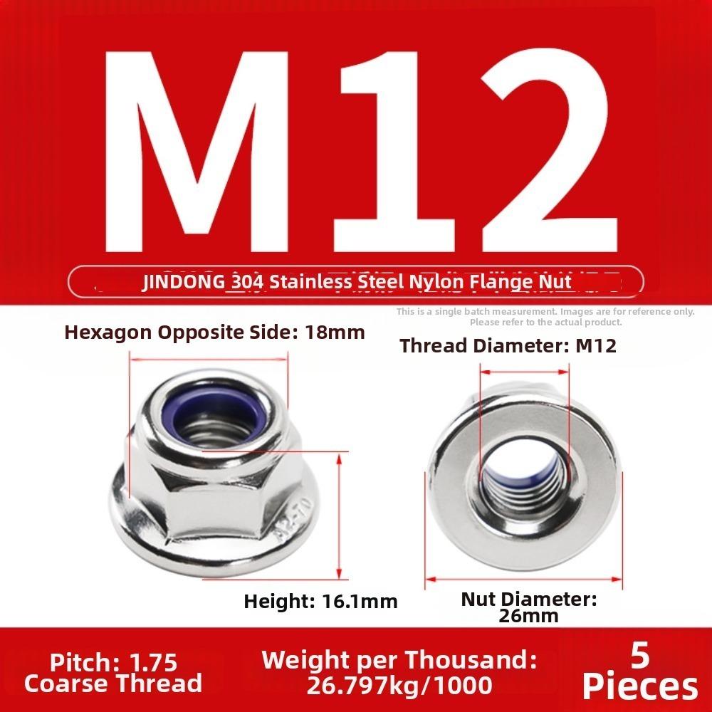 Nylon Insert Flange Lock Nuts Stainless Steel Serrated Nuts New Fastener Nuts  GB Standard