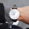 Quartz Watch with Swiss Sapphire White Black Leather Slim Water Minimalist Perfect for Business 41mm A.b.art Men's Movement, Crystal, Dial, Strap,