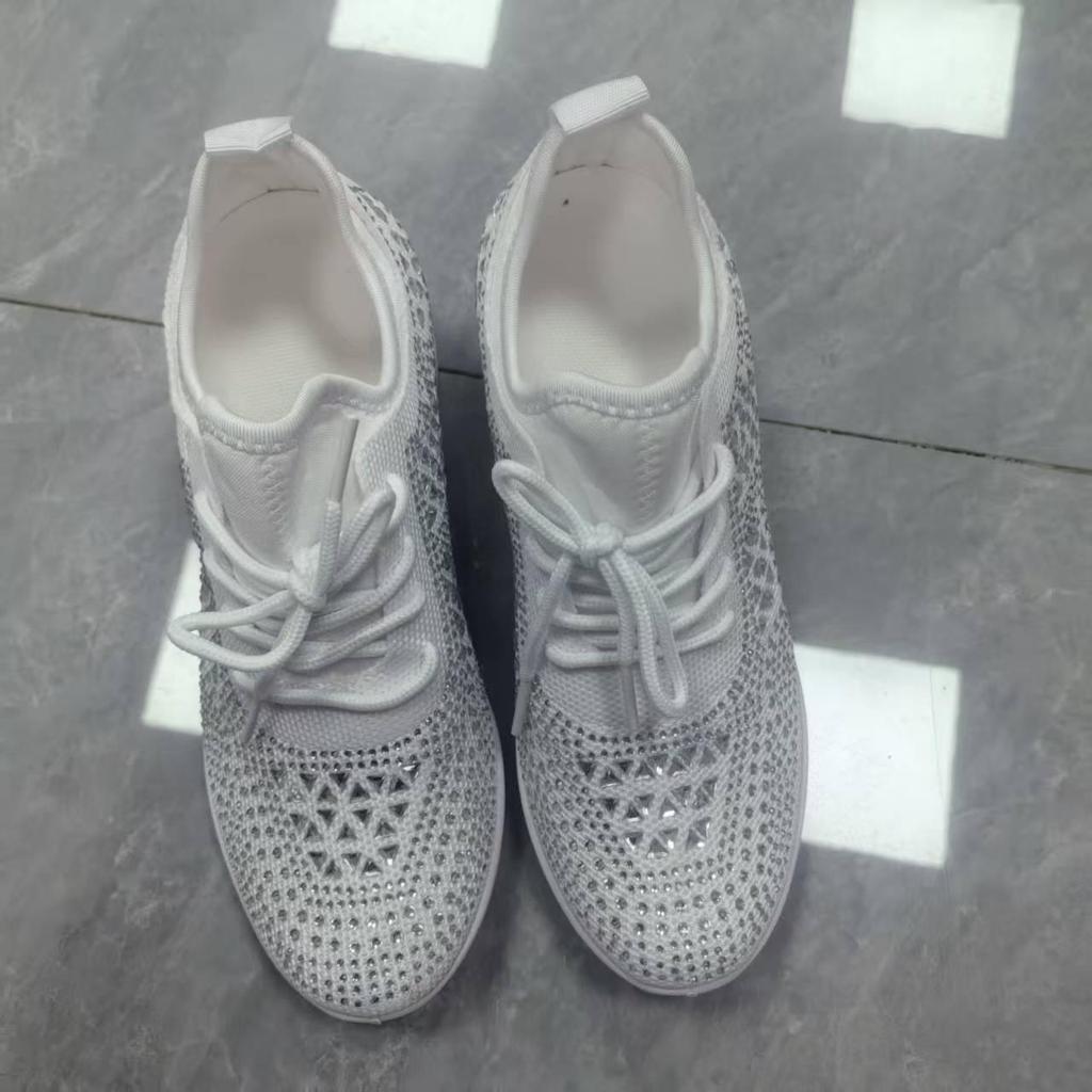 2025 Frühling/Herbst Damen Strass Keilsneakers: Dicke Sohle, Sportlicher Stil, Lässige Damenschuhe, Größe 43