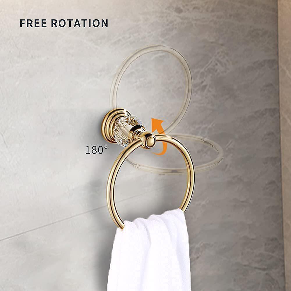European Style Gold-Plated Crystal Towel Rack - Wall-Mounted, Stainless Steel
