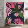 Colorful Tropical Leaf Shower Curtain Modern Stylish Floral Print Bath Decor for Home Decoration Pink Green Black Water Repellen