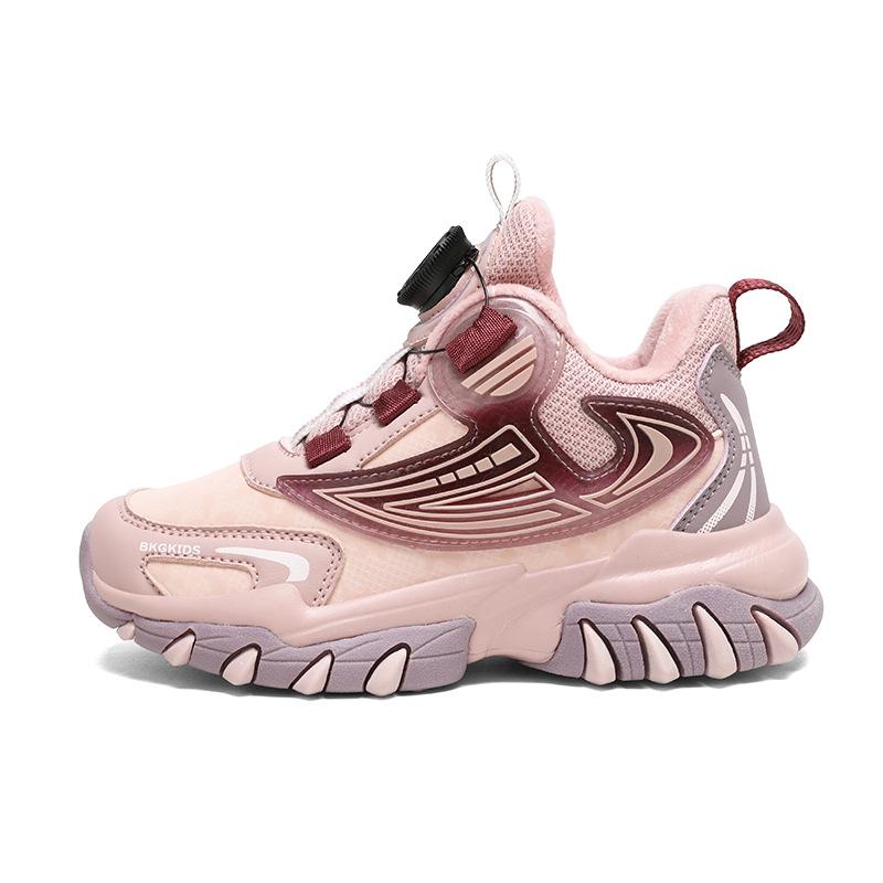 Waterproof Leather Boys' Sports Shoes with Rotating Button, Cotton and Velvet Lining, for Teens and Big Kids
