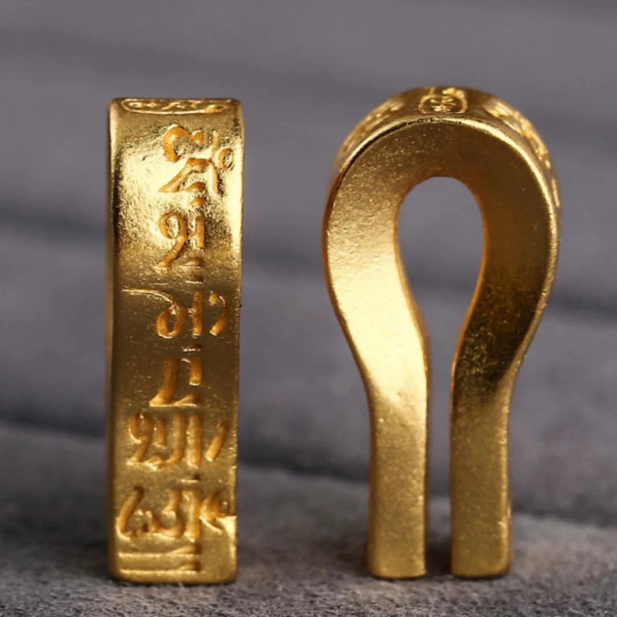 Gold-Plated Wenwan Scripture Charm Pendant for Bracelets DIY Jewelry Set