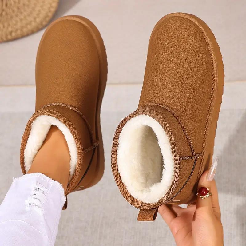 Dámské módní chladuvzdorné a teplé sněhule, dámské zimní protiskluzové a plyšové silné krátké boty, jednonohé teplé boty