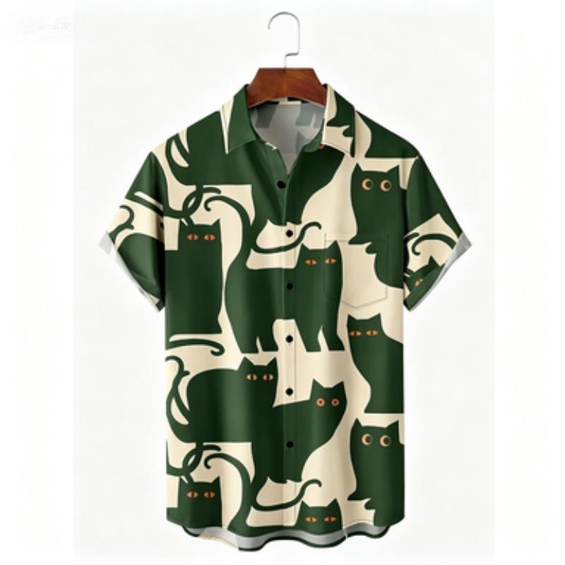 Fashionable Hawaiian Holiday Beach Flower Cat Shirt 2026 Best Ethnic Style Clothing