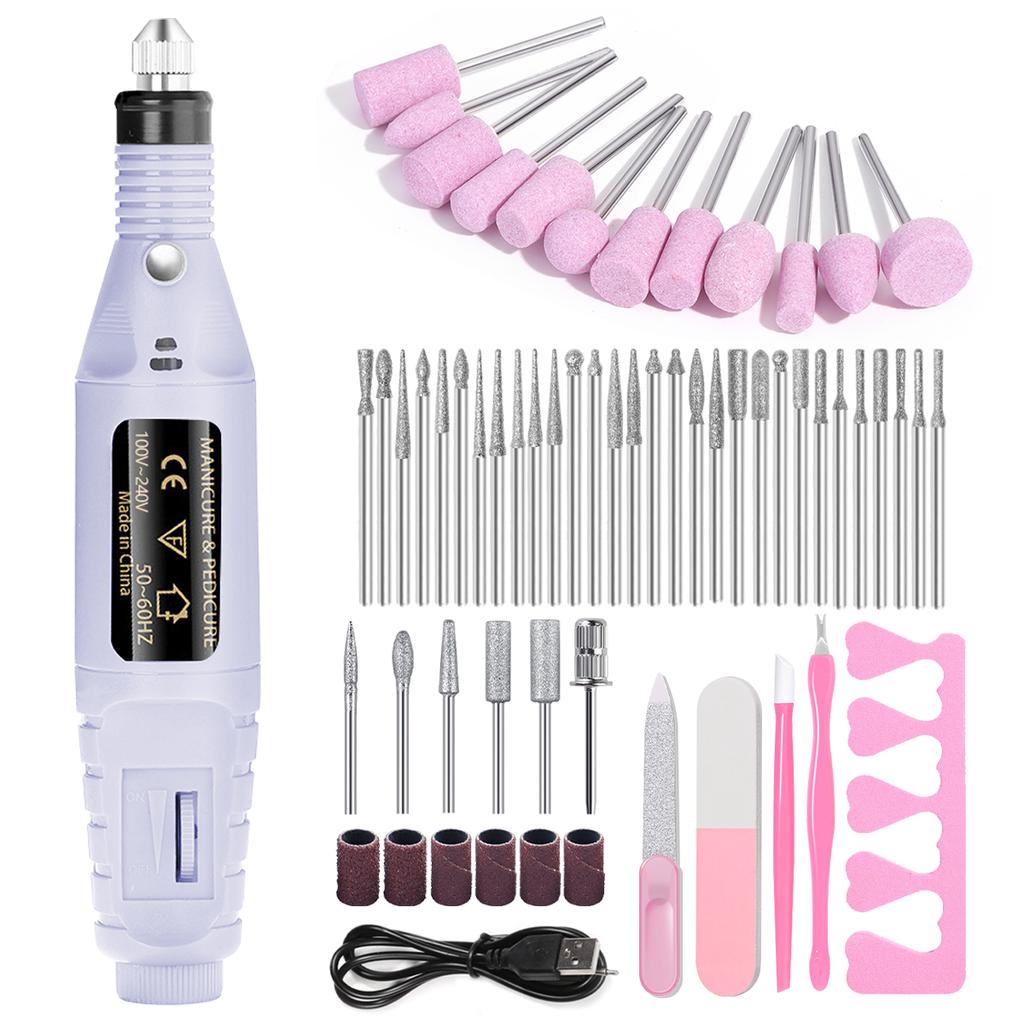 Electric Nail Drill Machine Set Professional Nail Drills Set for Gel Nails Polish Portable Nail File Manicure Tool Set
